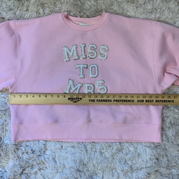 Judith March Miss to Mrs Bride to be Sweatshirt Size M cropped oversized Pink - Picture 5 of 6